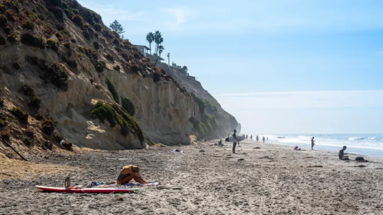 lrg beachgoers and surfers at d street beach 768x432